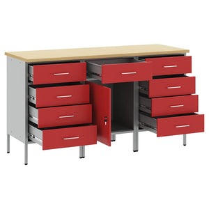 Ντουλάπα Εργασίας 3 pcs Κόκκινο και Γκρι 150 x 55 x 85 εκ - Pakobazaar