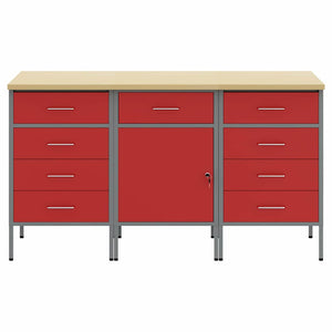 Ντουλάπα Εργασίας 3 pcs Κόκκινο και Γκρι 150 x 55 x 85 εκ - Pakobazaar