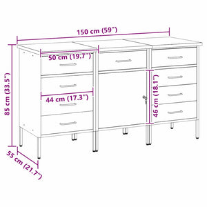 Ντουλάπα Εργασίας 3 pcs Κόκκινο και Γκρι 150 x 55 x 85 εκ - Pakobazaar