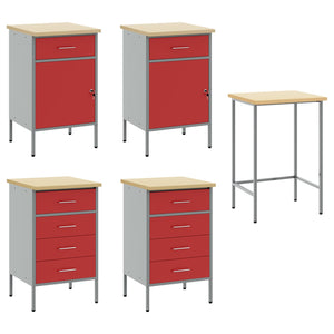 Ντουλάπα Εργασίας με συρτάρι 3 pcs Κόκκινο 150 x 55 x 85 εκ - Pakobazaar