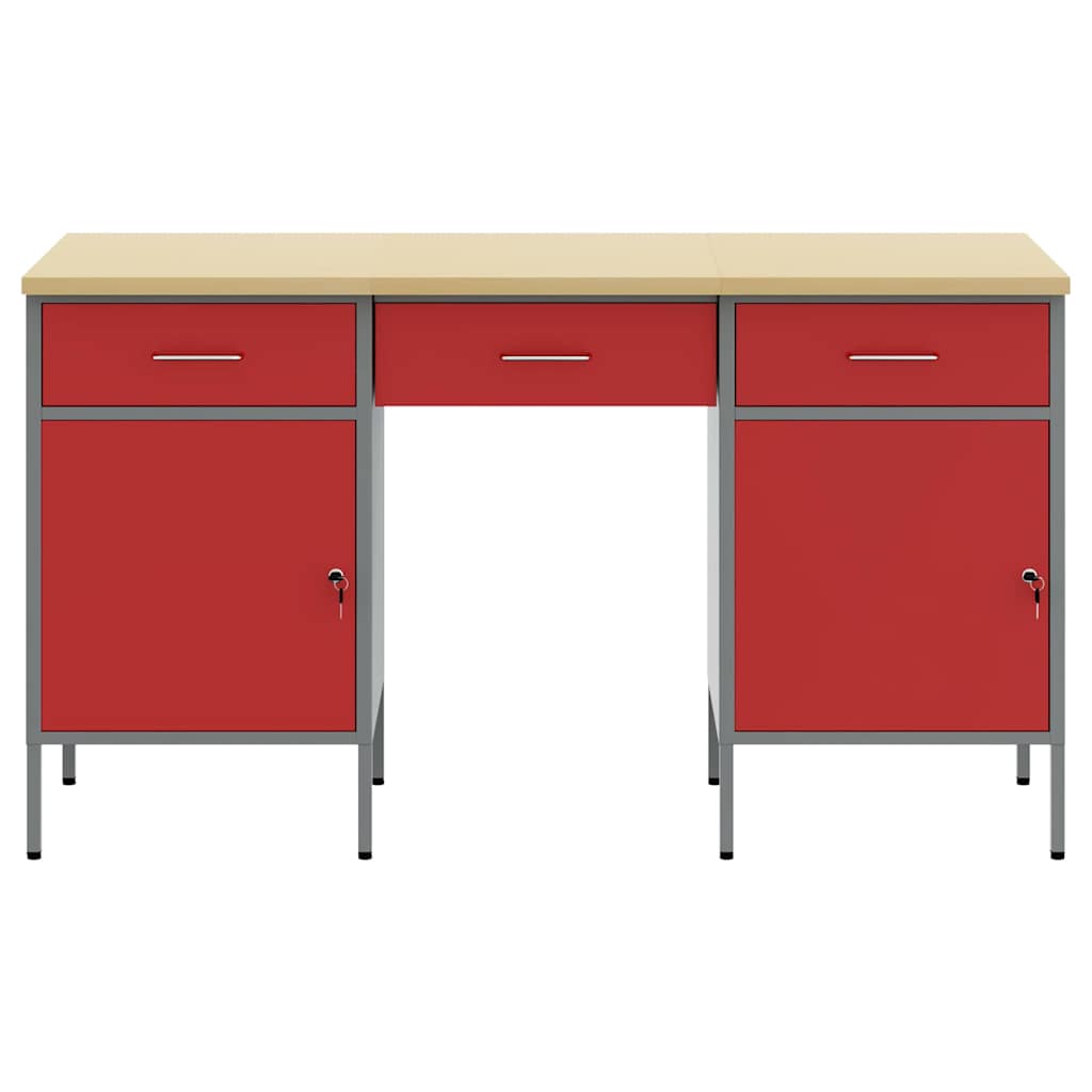 Ντουλάπα Εργασίας με συρτάρι 3 pcs Κόκκινο 150 x 55 x 85 εκ - Pakobazaar