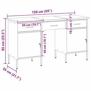 Ντουλάπα Εργασίας με συρτάρι 3 pcs Κόκκινο 150 x 55 x 85 εκ - Pakobazaar
