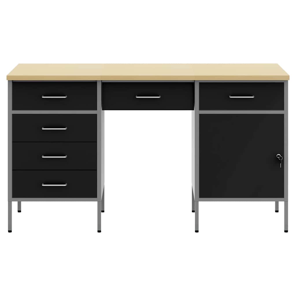 Ντουλάπα Εργασίας 3 τμχ. Μαύρο Μηχανισμένο ξύλο και ατσάλι - Pakobazaar