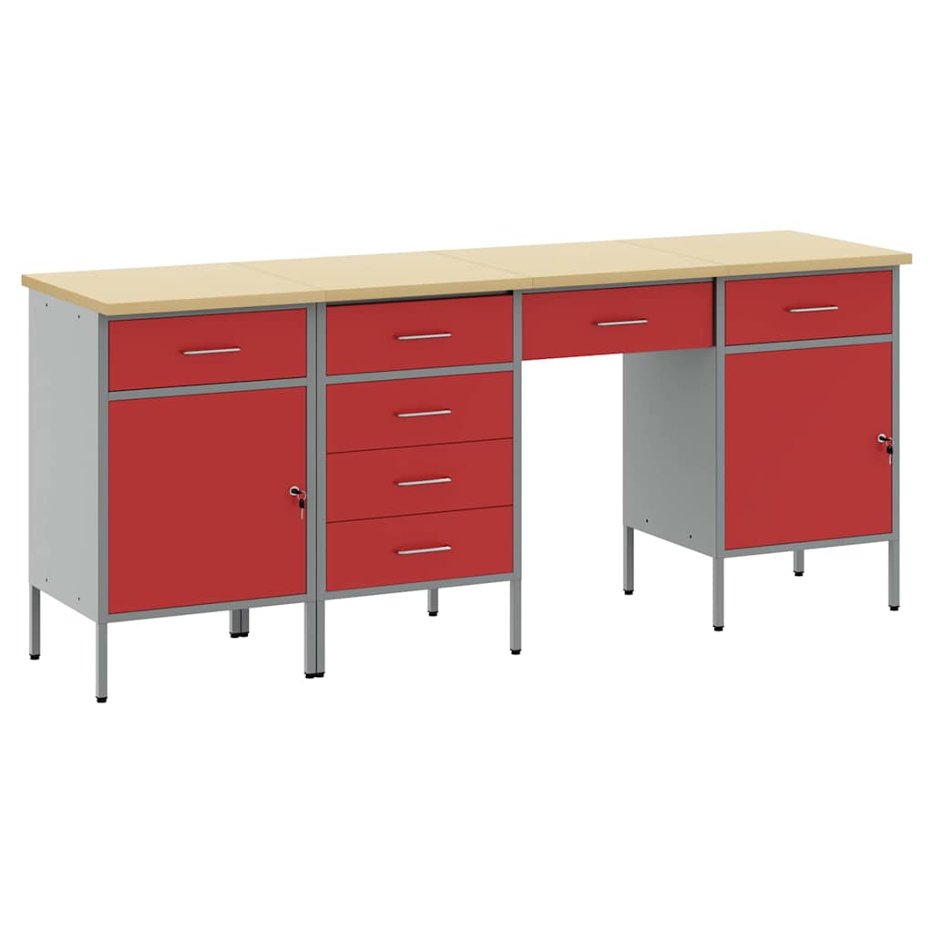 Ντουλάπα Εργασίας με συρτάρι 4 pcs Κόκκινο 200 x 55 x 85 εκ - Pakobazaar