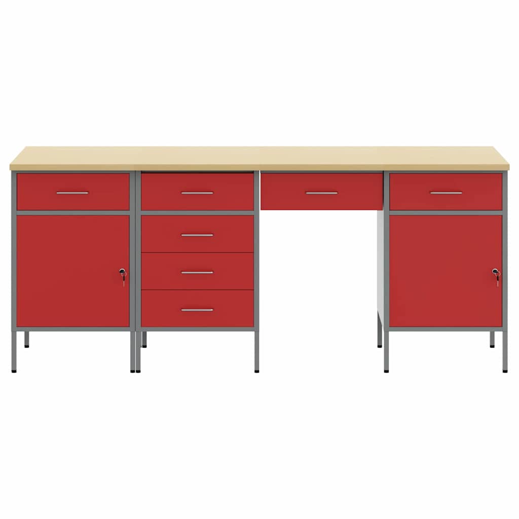 Ντουλάπα Εργασίας με συρτάρι 4 pcs Κόκκινο 200 x 55 x 85 εκ - Pakobazaar