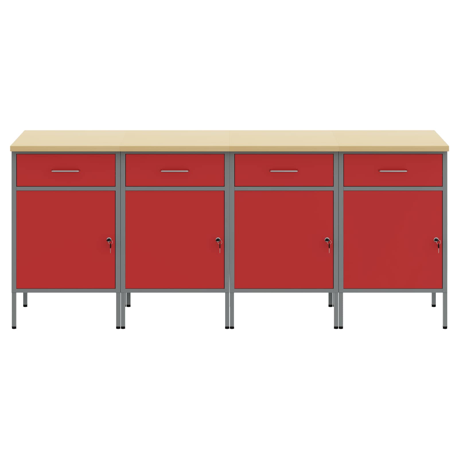 Ντουλάπα Εργασίας 4 pcs Κόκκινο και Γκρι 200 x 55 x 85 εκ - Pakobazaar