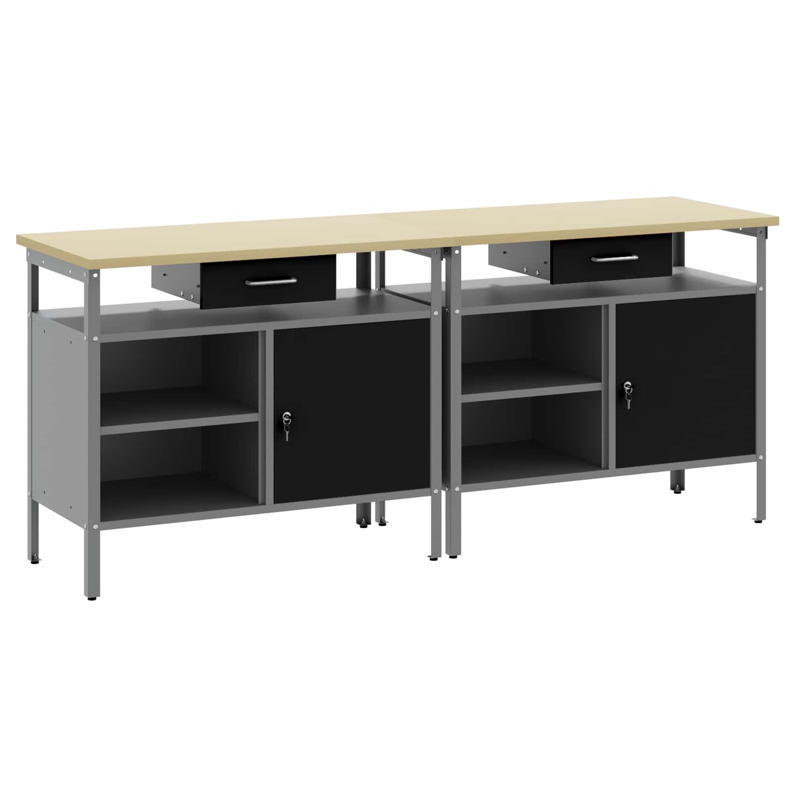 Σετ πάγκου εργασίας 2 pcs Μαύρο και Γκρι 200 x 55 x 85 εκ - Pakobazaar