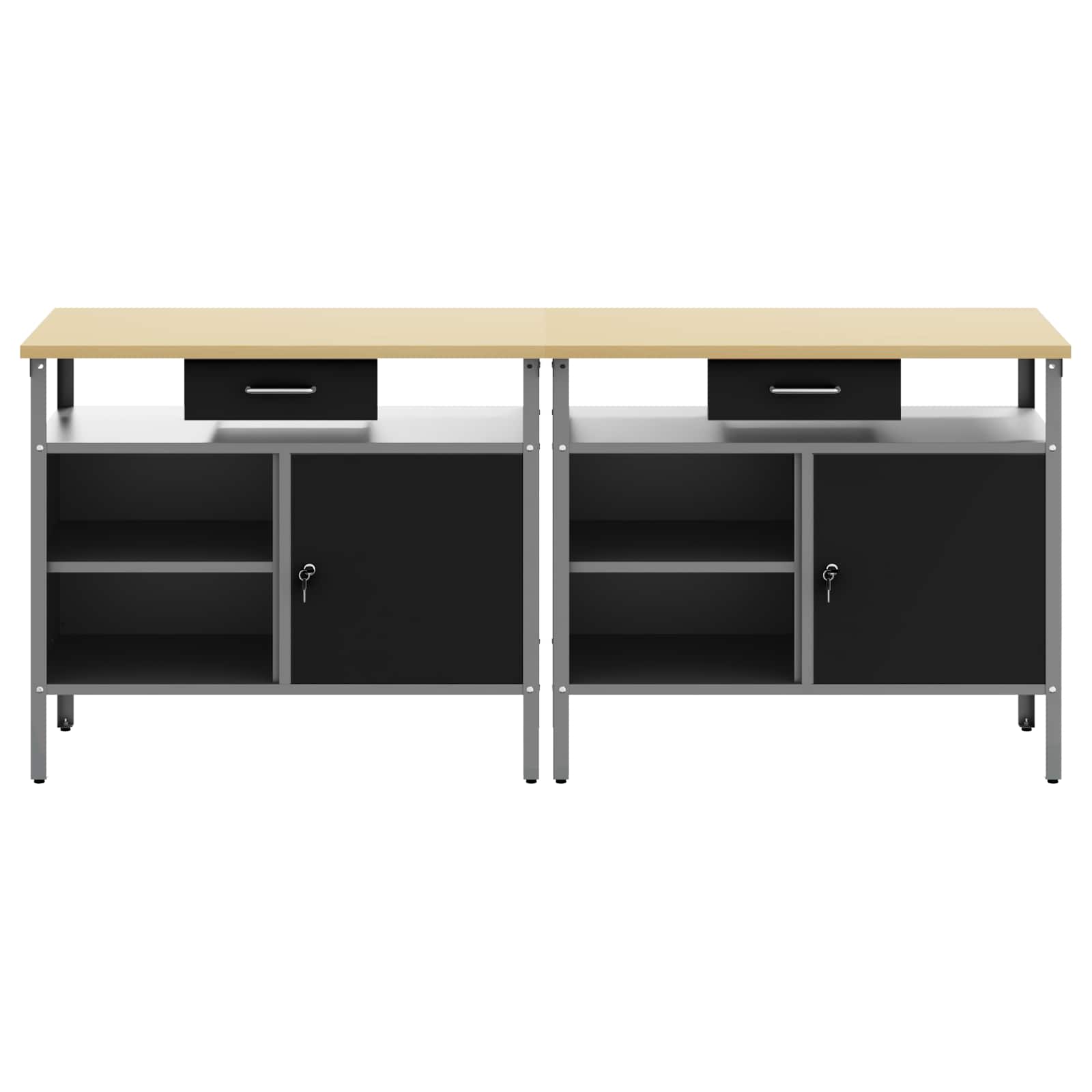 Σετ πάγκου εργασίας 2 pcs Μαύρο και Γκρι 200 x 55 x 85 εκ - Pakobazaar