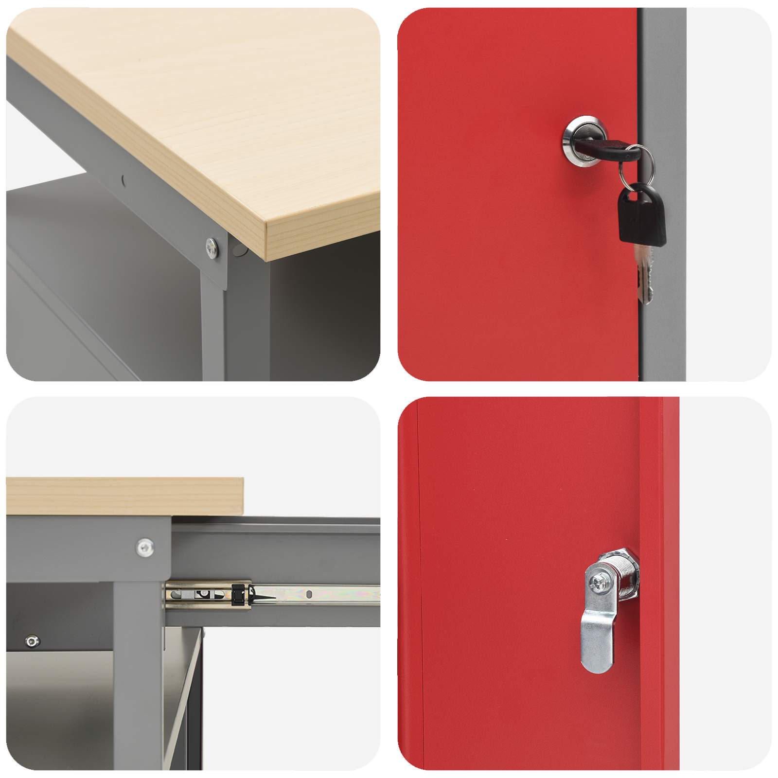 Σετ πάγκου εργασίας 2 pcs Κόκκινο και Γκρι 200 x 55 x 85 εκ - Pakobazaar