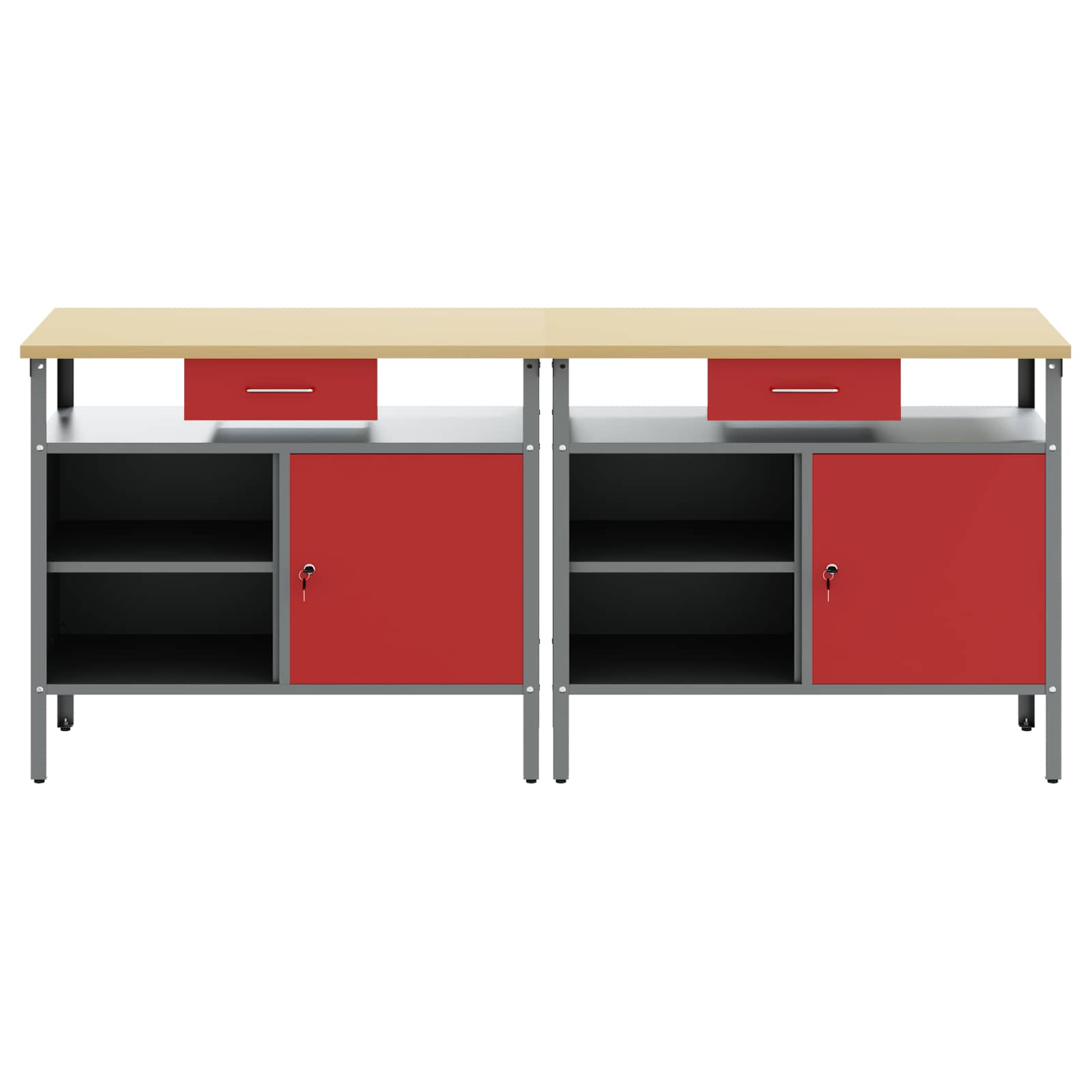 Σετ πάγκου εργασίας 2 pcs Κόκκινο και Γκρι 200 x 55 x 85 εκ - Pakobazaar