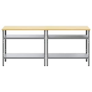 Σετ πάγκου εργασίας 2 pcs Μπεζ και Γκρι 200 x 55 x 85 εκ - Pakobazaar