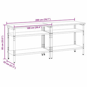 Σετ πάγκου εργασίας 2 pcs Μπεζ και Γκρι 200 x 55 x 85 εκ - Pakobazaar