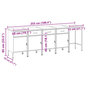 Σετ Ντουλάπας Εργασίας με συρτάρι 5 pcs Μαύρο και Γκρι - Pakobazaar