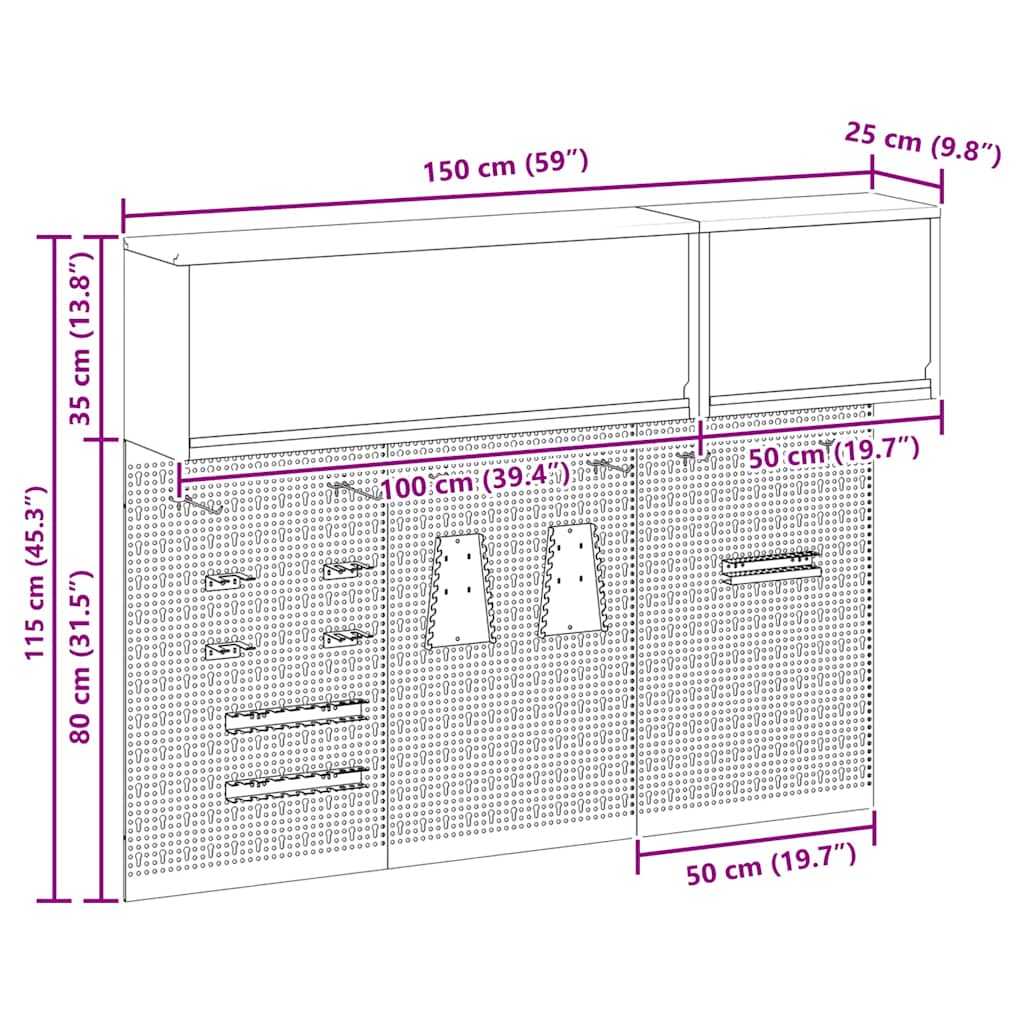 Σετ ντουλαπών εργαλείων με ράφι με αποθήκευση 5 pcs Μαύρο - Pakobazaar