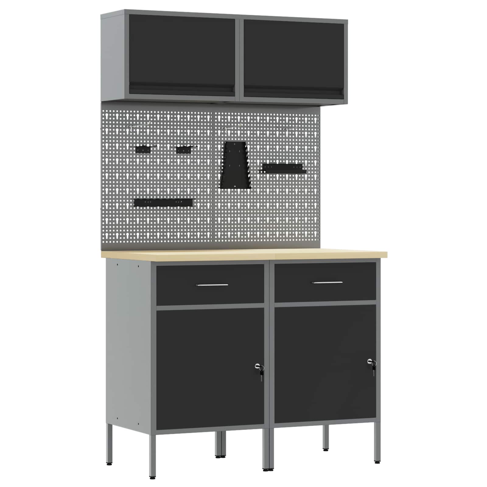 Σετ Ντουλάπας Εργασίας με συρτάρι με ράφι 8 pcs Γκρι - Pakobazaar