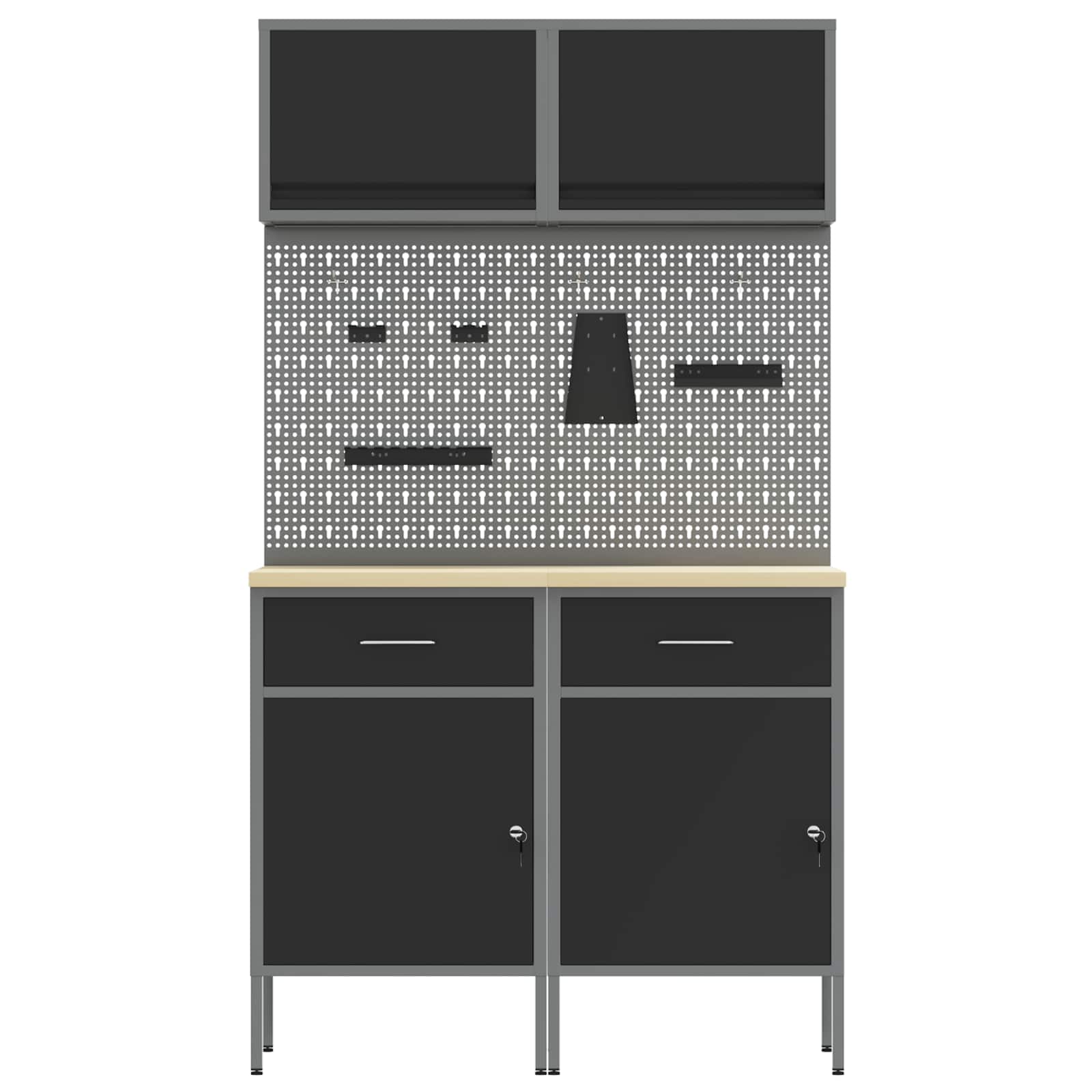 Σετ Ντουλάπας Εργασίας με συρτάρι με ράφι 8 pcs Γκρι - Pakobazaar