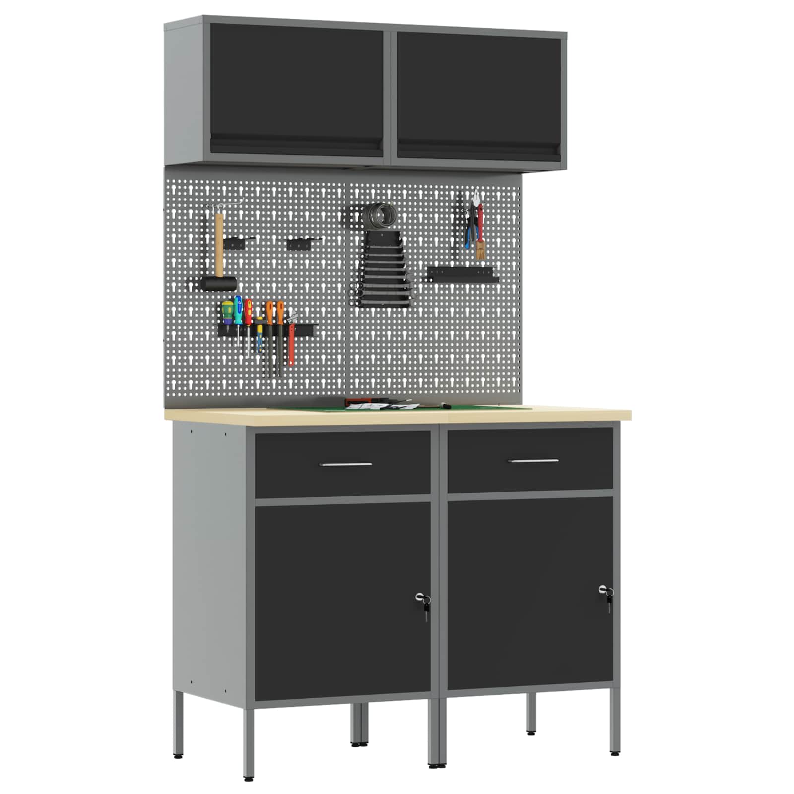 Σετ Ντουλάπας Εργασίας με συρτάρι με ράφι 8 pcs Γκρι - Pakobazaar