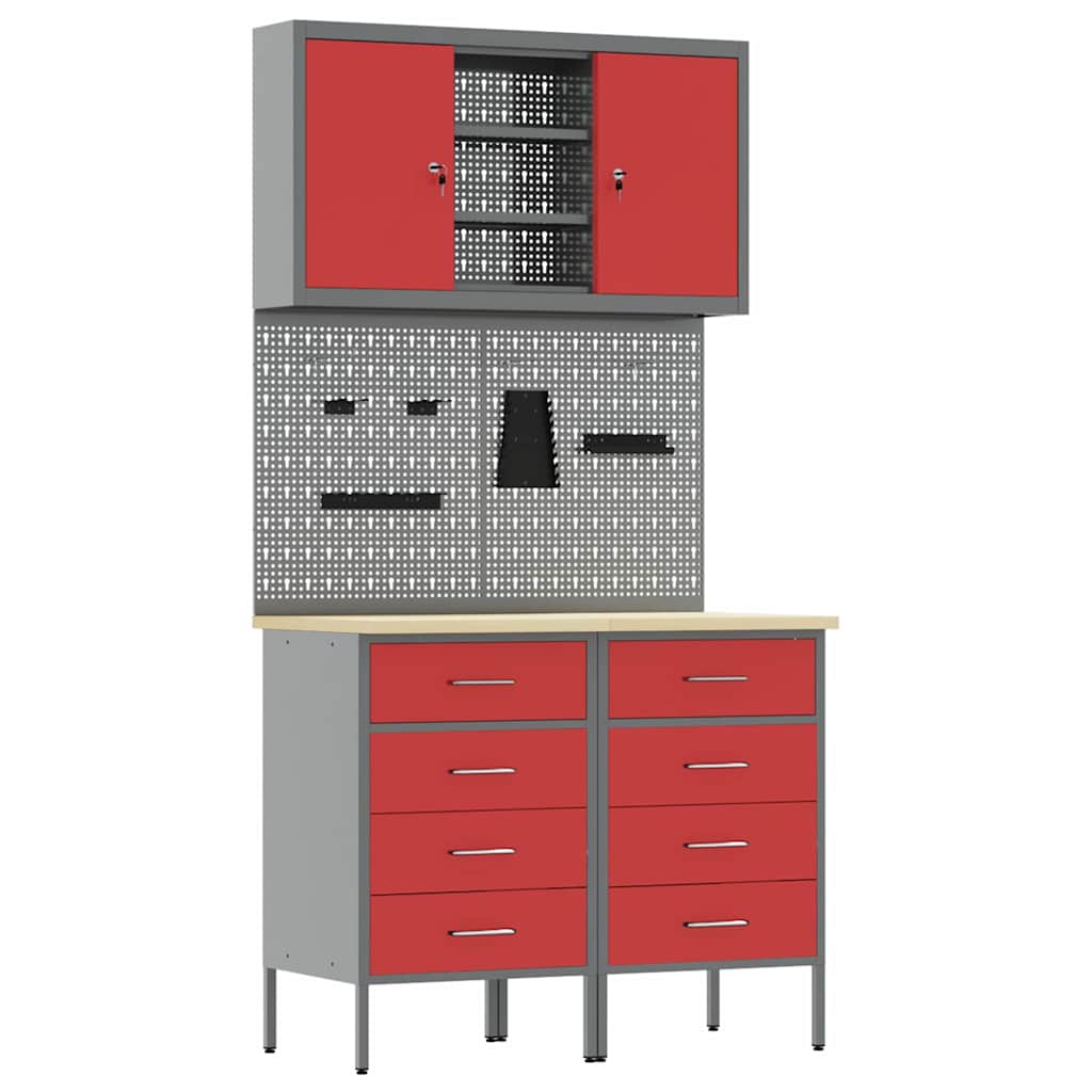 Σετ Ντουλάπας Εργασίας με συρτάρι με ράφι 5 pcs Κόκκινο - Pakobazaar