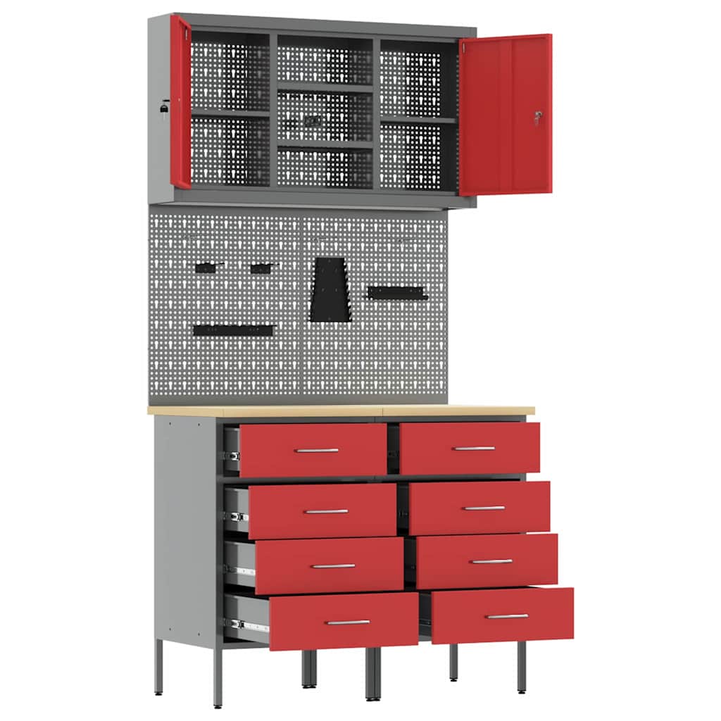 Σετ Ντουλάπας Εργασίας με συρτάρι με ράφι 5 pcs Κόκκινο - Pakobazaar