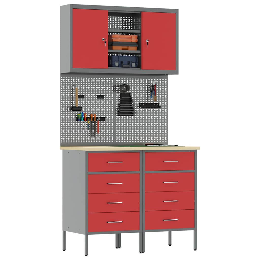 Σετ Ντουλάπας Εργασίας με συρτάρι με ράφι 5 pcs Κόκκινο - Pakobazaar