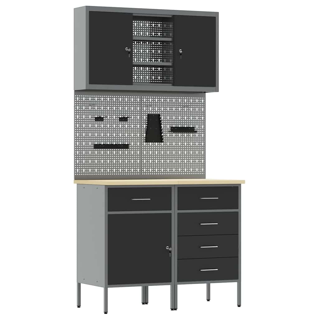 Σετ Ντουλάπας Εργασίας με συρτάρι με ράφι 5 pcs Μαύρο - Pakobazaar