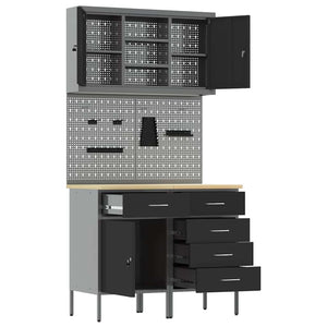 Σετ Ντουλάπας Εργασίας με συρτάρι με ράφι 5 pcs Μαύρο - Pakobazaar