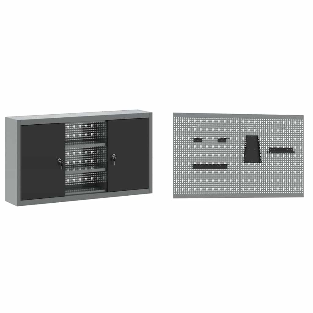 Σετ Ντουλάπας Εργασίας με συρτάρι με ράφι 5 pcs Μαύρο - Pakobazaar