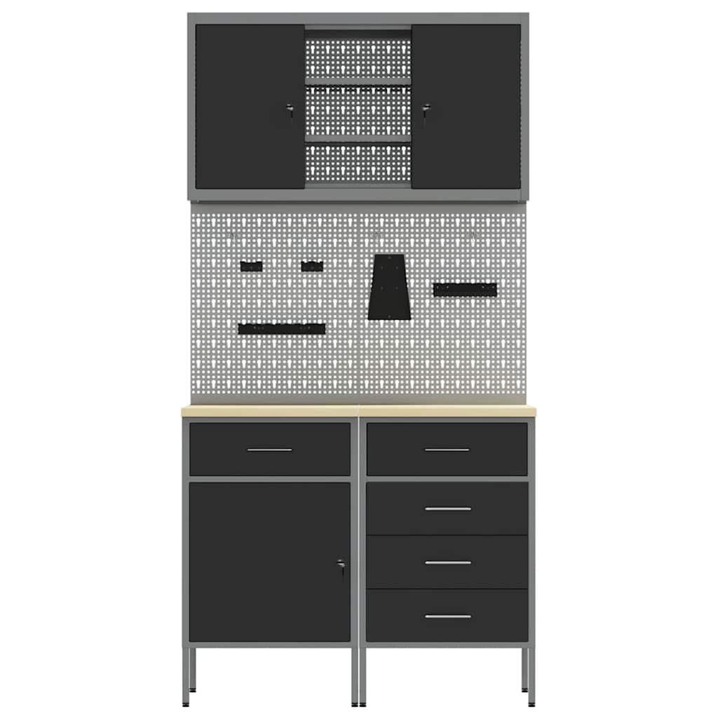 Σετ Ντουλάπας Εργασίας με συρτάρι με ράφι 5 pcs Μαύρο - Pakobazaar