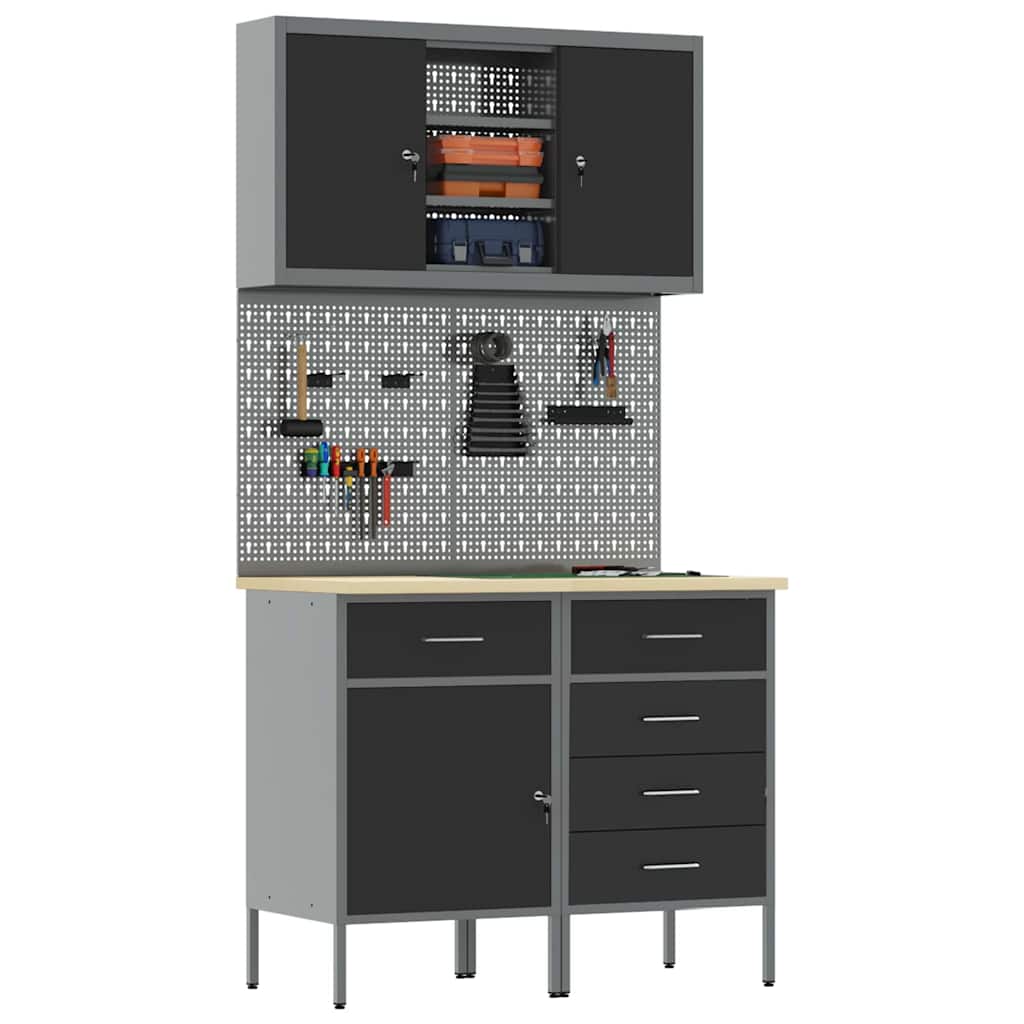 Σετ Ντουλάπας Εργασίας με συρτάρι με ράφι 5 pcs Μαύρο - Pakobazaar