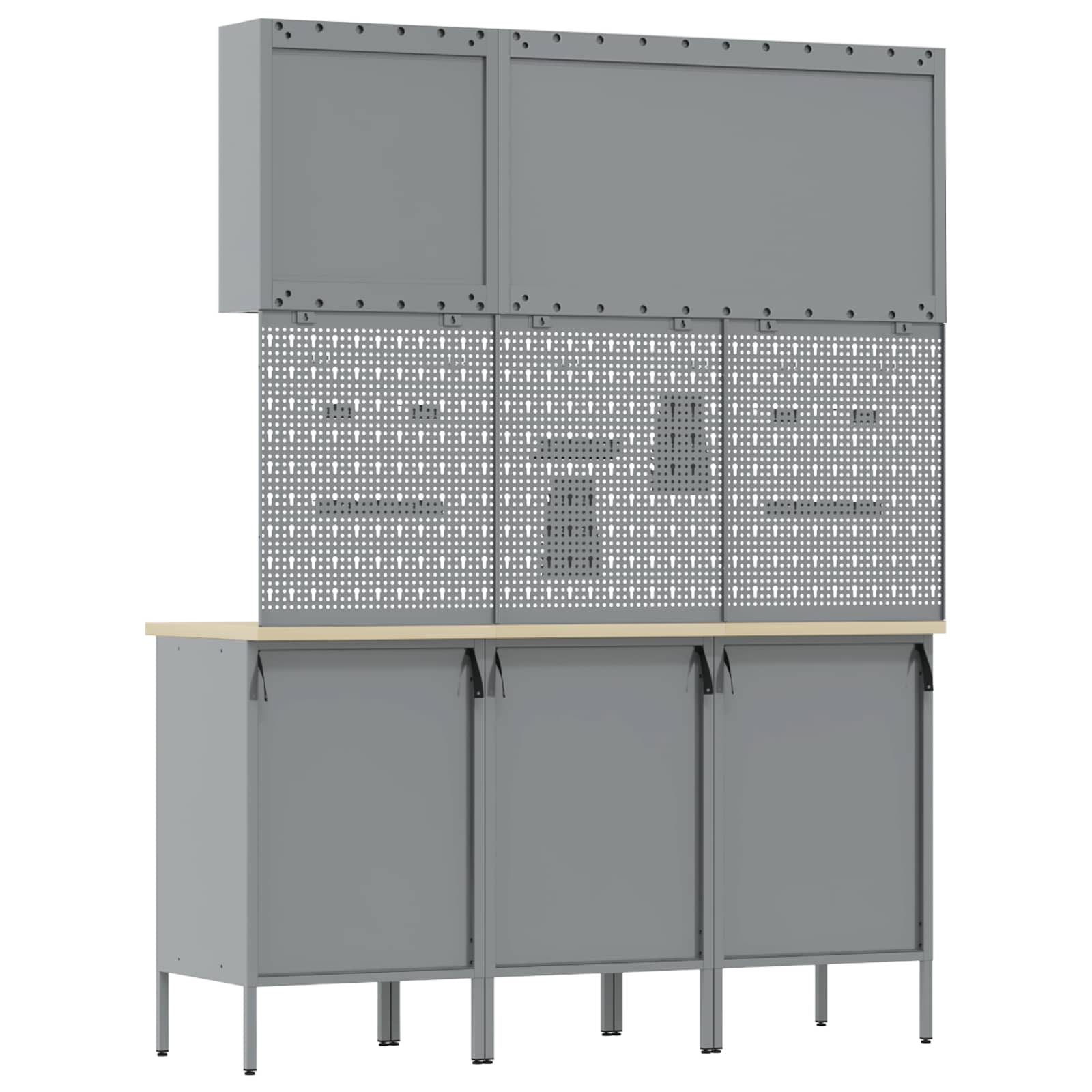 Ντουλάπα Εργασίας 8 pcs Μαύρο Μηχανισμένο ξύλο και ατσάλι - Pakobazaar