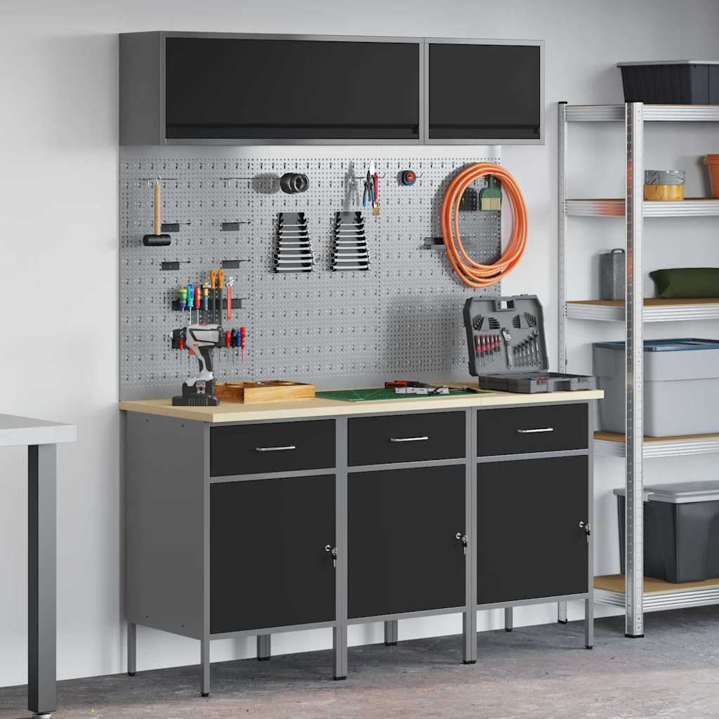 Σετ Ντουλάπας Εργασίας με συρτάρι με αποθήκευση 8 pcs Μαύρο - Pakobazaar