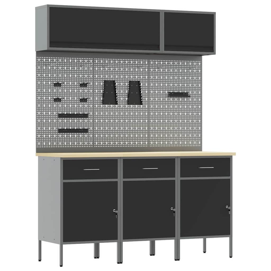 Σετ Ντουλάπας Εργασίας με συρτάρι με αποθήκευση 8 pcs Μαύρο - Pakobazaar