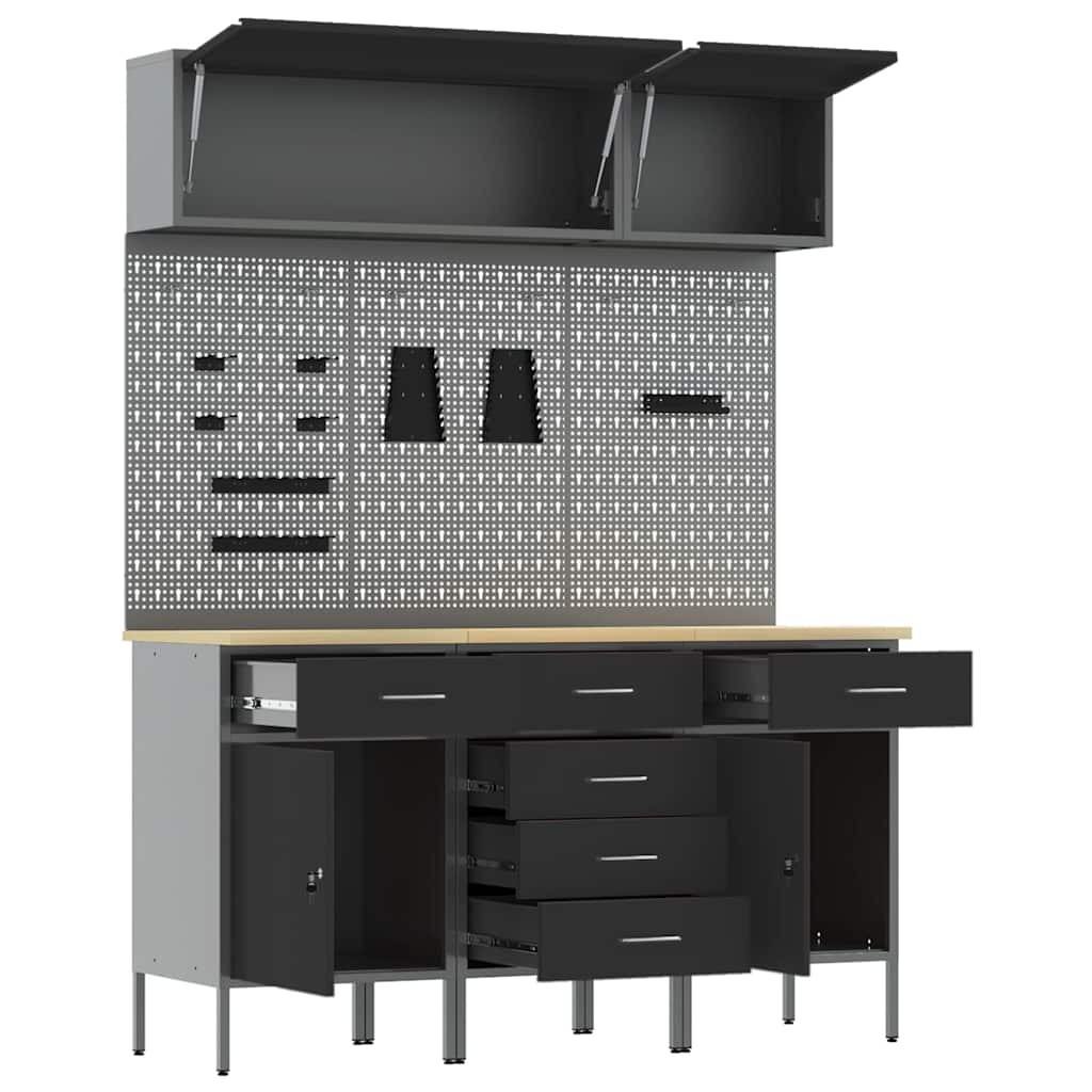 Σετ Ντουλάπας Εργασίας με συρτάρι με αποθήκευση 8 pcs Μαύρο - Pakobazaar