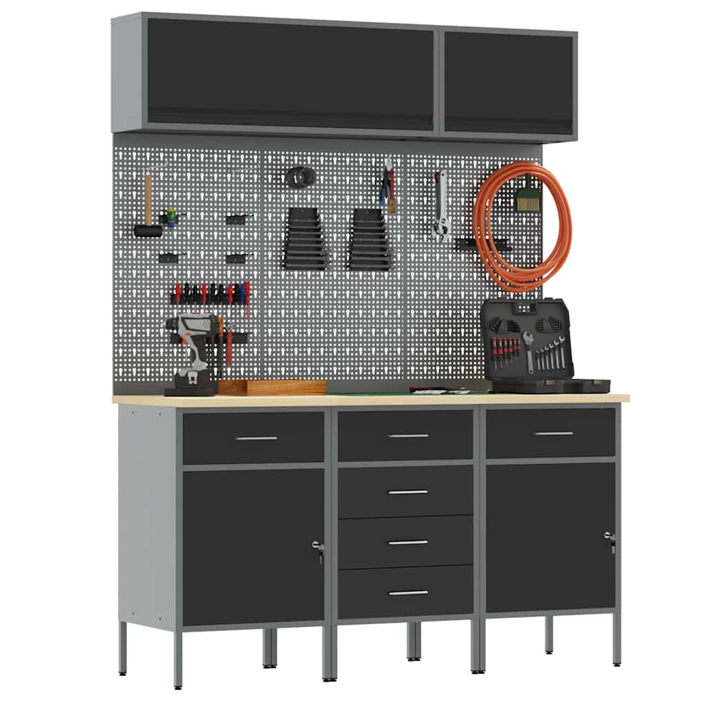 Σετ Ντουλάπας Εργασίας με συρτάρι με αποθήκευση 8 pcs Μαύρο - Pakobazaar