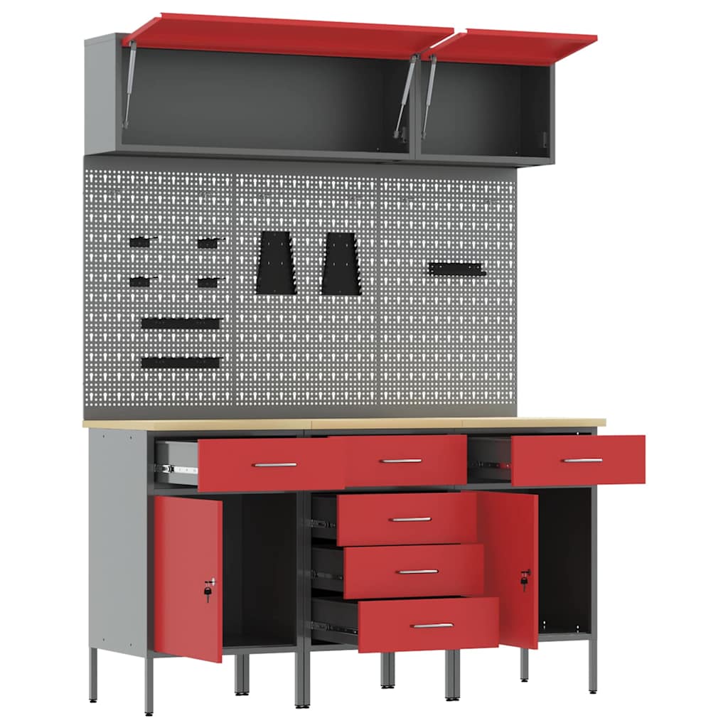 Σετ Ντουλάπας Εργασίας με συρτάρι με αποθήκευση 8 pcs Κόκκινο - Pakobazaar