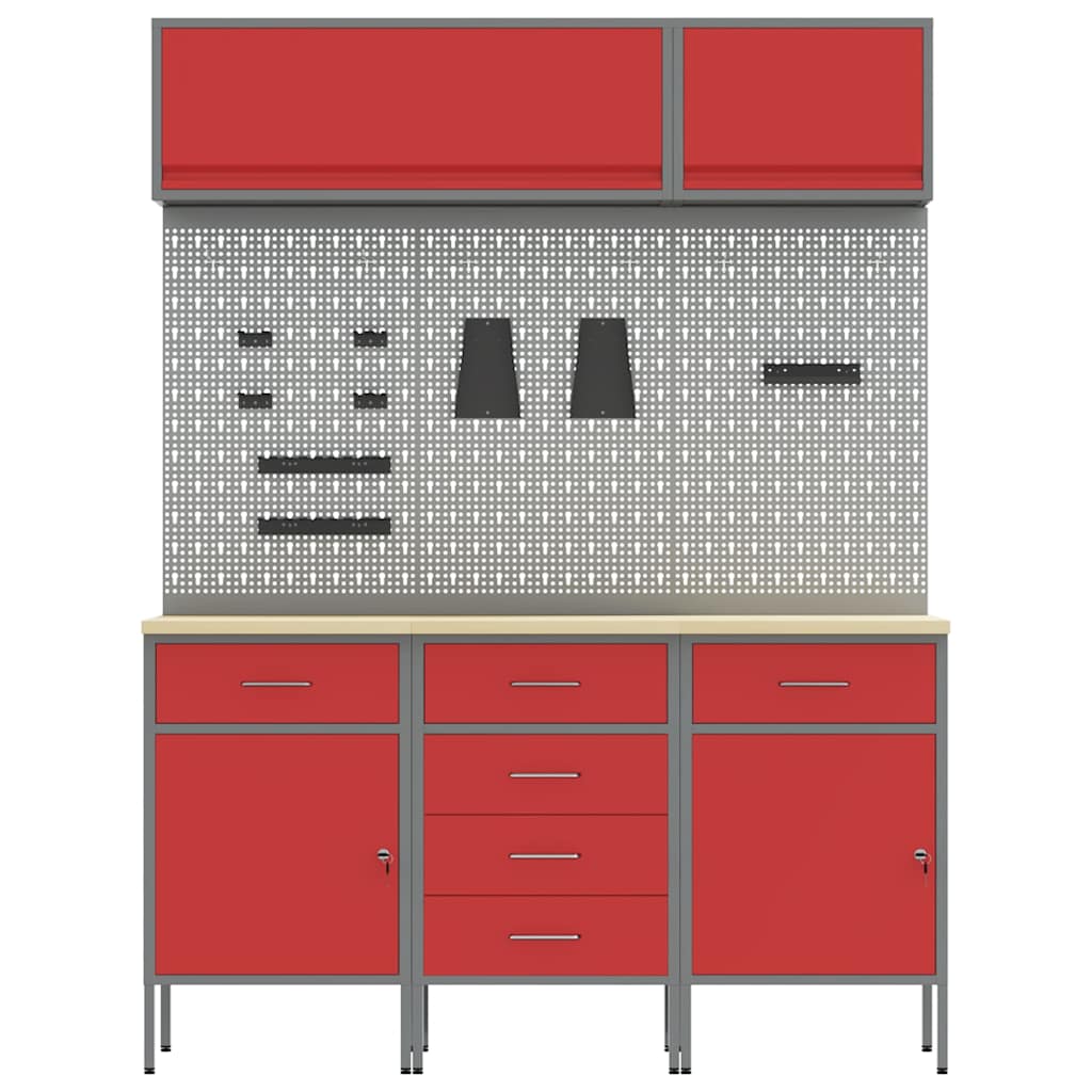 Σετ Ντουλάπας Εργασίας με συρτάρι με αποθήκευση 8 pcs Κόκκινο - Pakobazaar