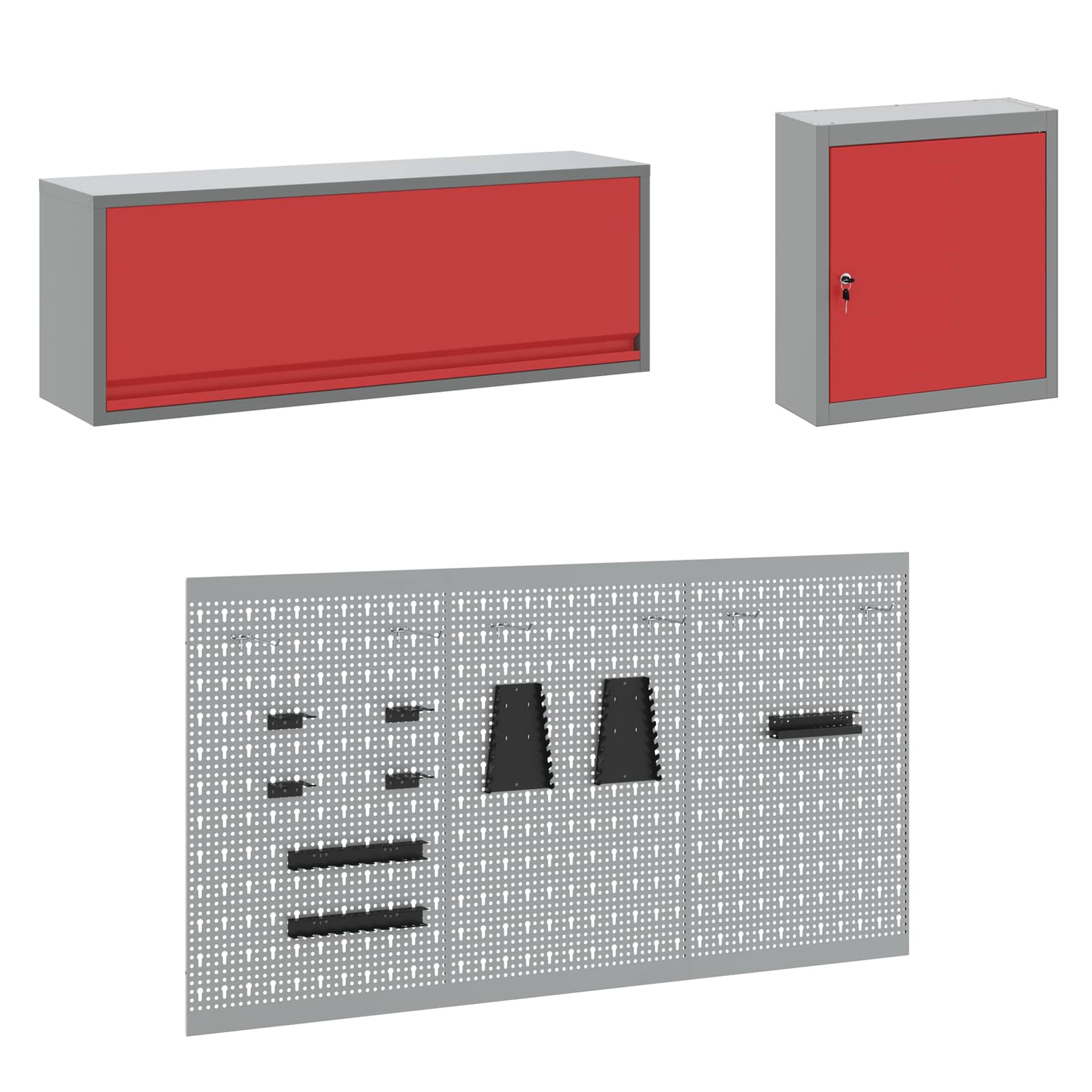 Ντουλάπα Εργασίας 8 pcs Κόκκινο Μηχανισμένο ξύλο και ατσάλι - Pakobazaar