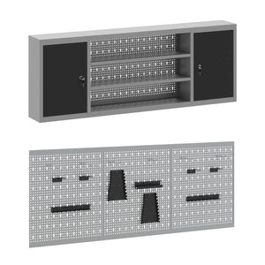 Ντουλάπα Εργασίας 8 τμχ. Μαύρο Μηχανισμένο ξύλο και ατσάλι - Pakobazaar