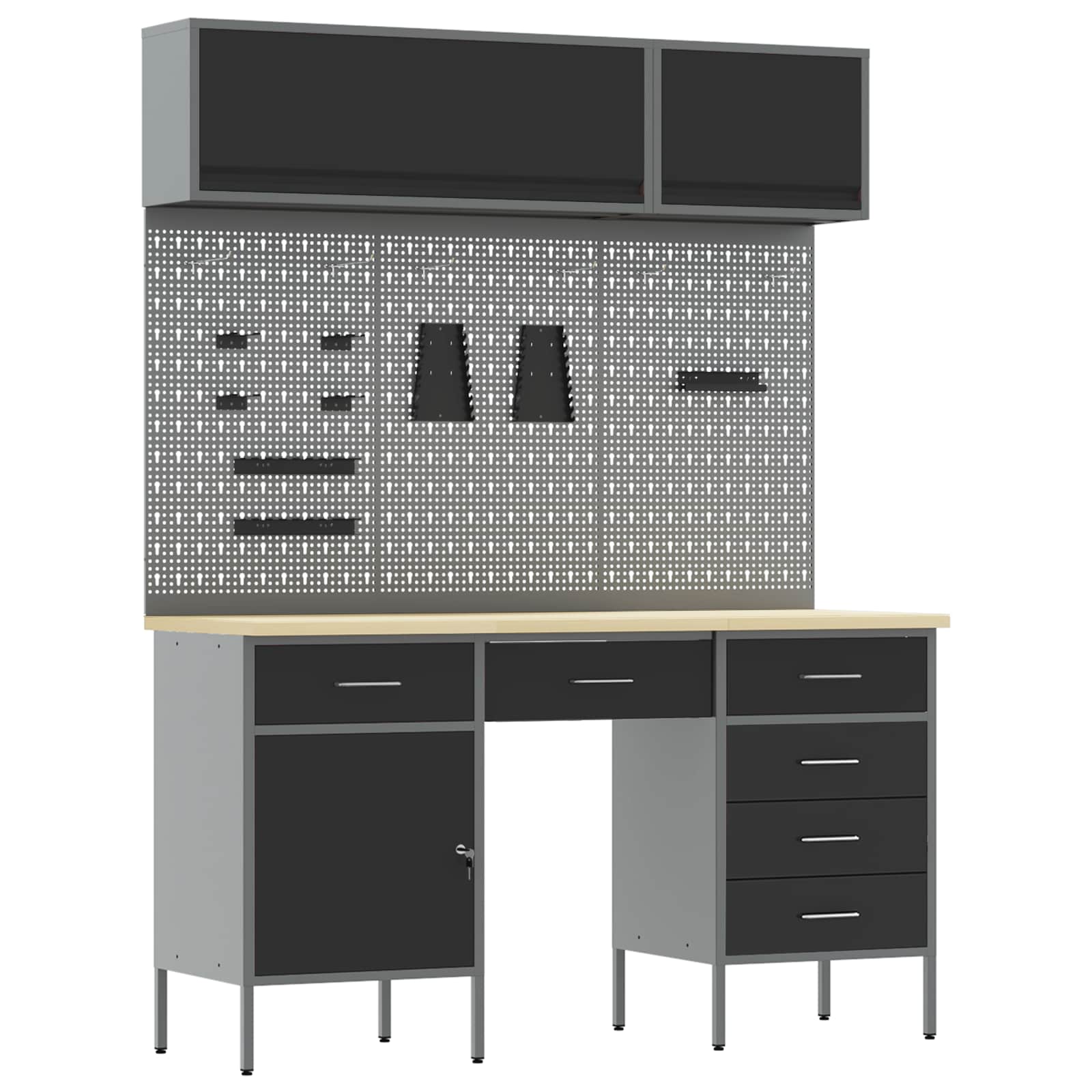 Ντουλάπα Εργασίας 8 pcs Κόκκινο Μηχανισμένο ξύλο και ατσάλι - Pakobazaar