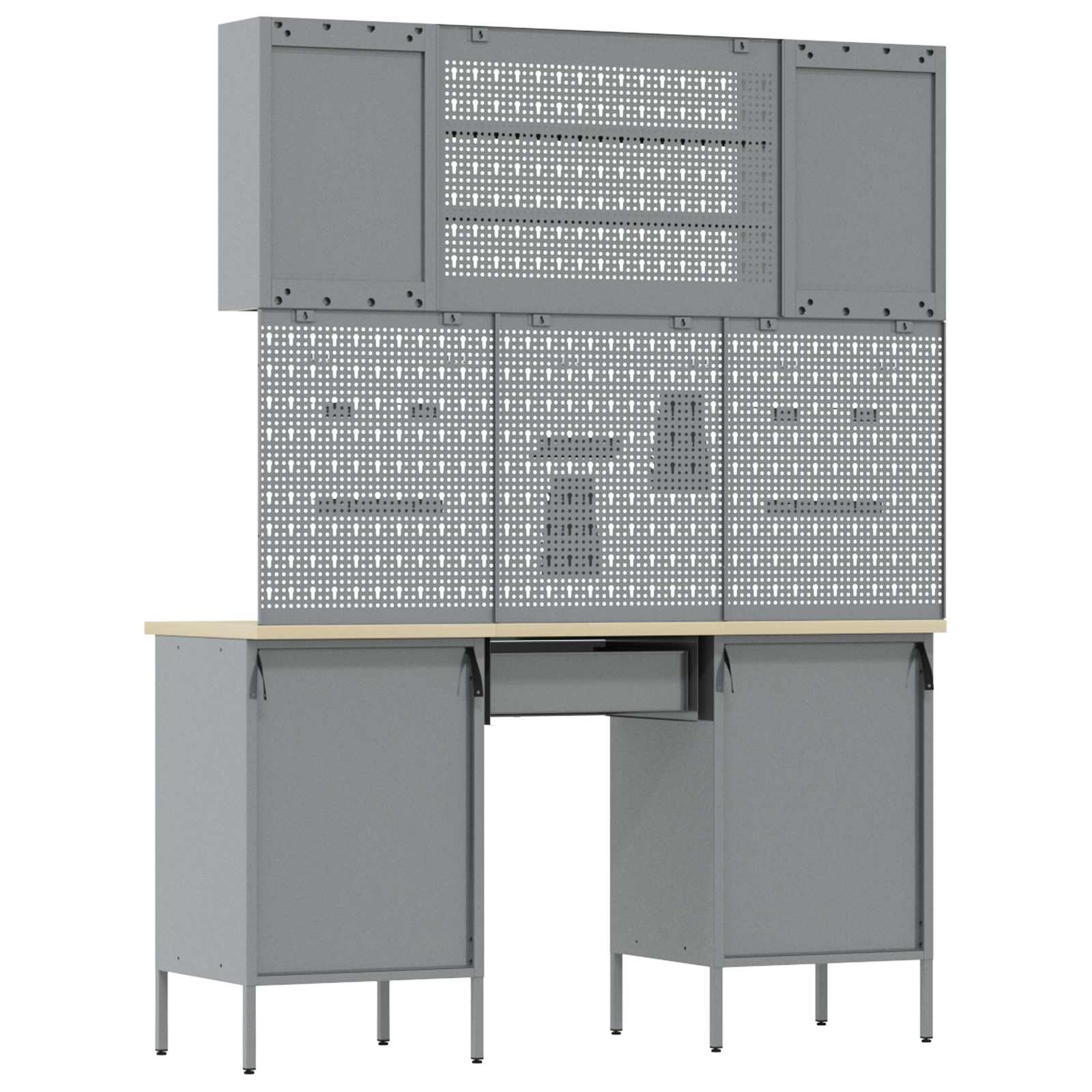 Ντουλάπα Εργασίας 8 pcs Μαύρο Μηχανισμένο ξύλο και ατσάλι - Pakobazaar