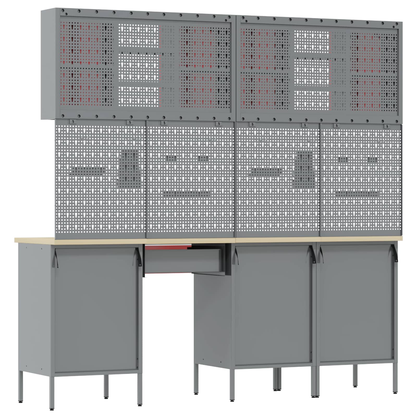 Ντουλάπα Εργασίας 10 pcs Κόκκινο Μηχανισμένο ξύλο και ατσάλι - Pakobazaar