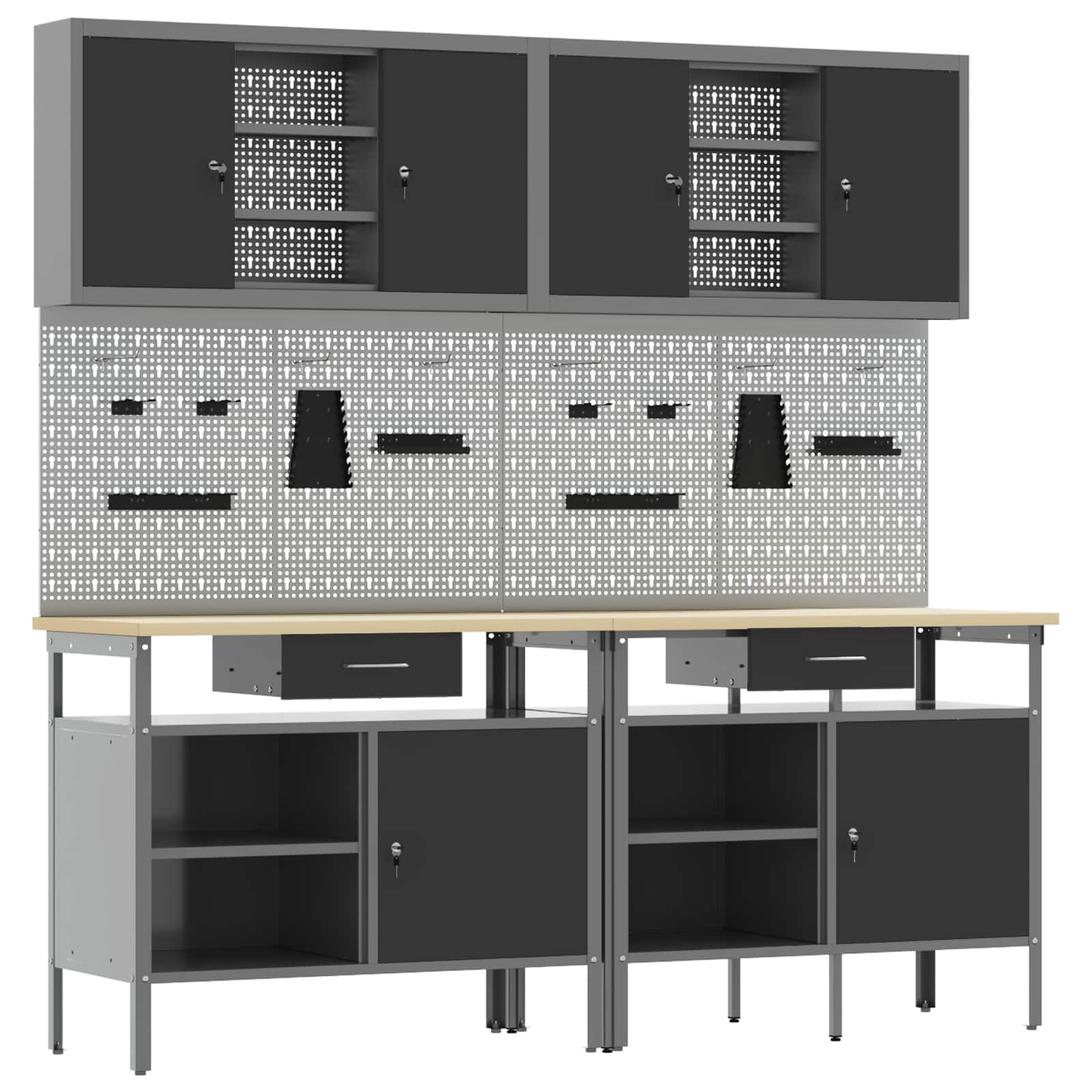 Σετ πάγκου εργασίας με συρτάρι με ράφι 8 pcs Κόκκινο και Γκρι - Pakobazaar