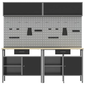 Σετ πάγκου εργασίας με συρτάρι με ράφι 8 pcs Μαύρο και Γκρι - Pakobazaar