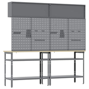 Σετ πάγκου εργασίας με ράφι με αποθήκευση 8 pcs Μαύρο και Γκρι - Pakobazaar