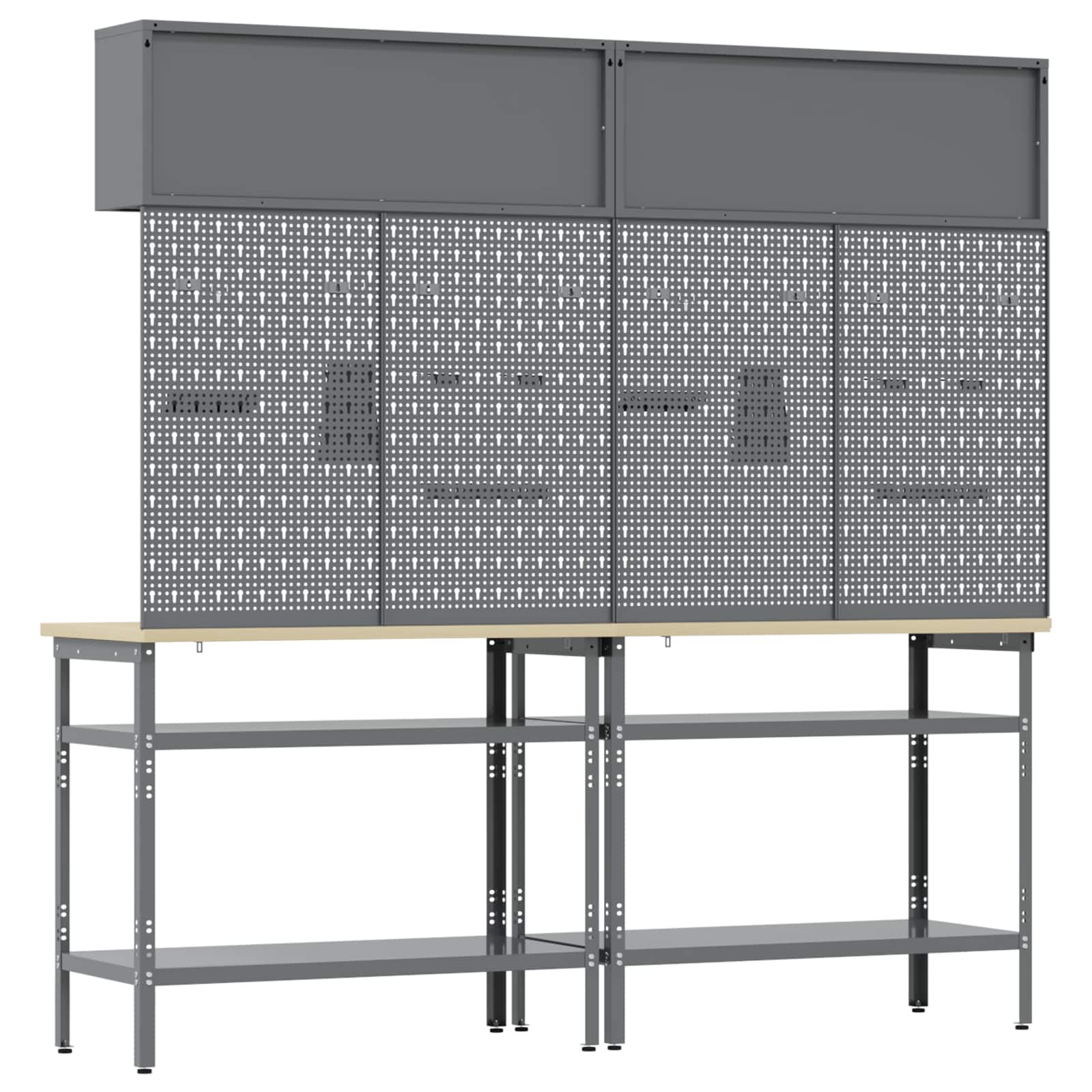 Σετ πάγκου εργασίας με ράφι με κλειδαριά 8 pcs Κόκκινο και Γκρι - Pakobazaar