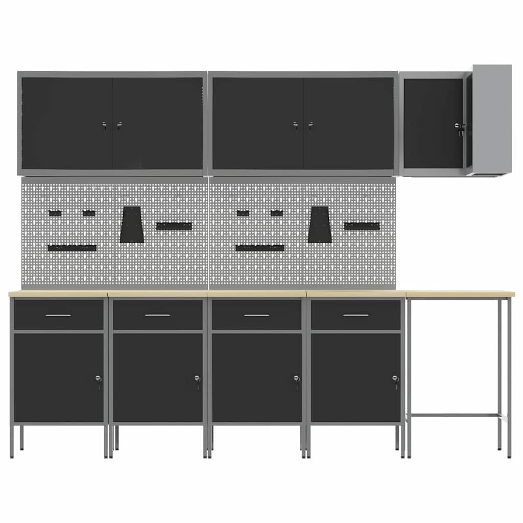 Σετ Ντουλάπας Εργασίας με συρτάρι με ράφι 12 pcs Μαύρο και Γκρι - Pakobazaar