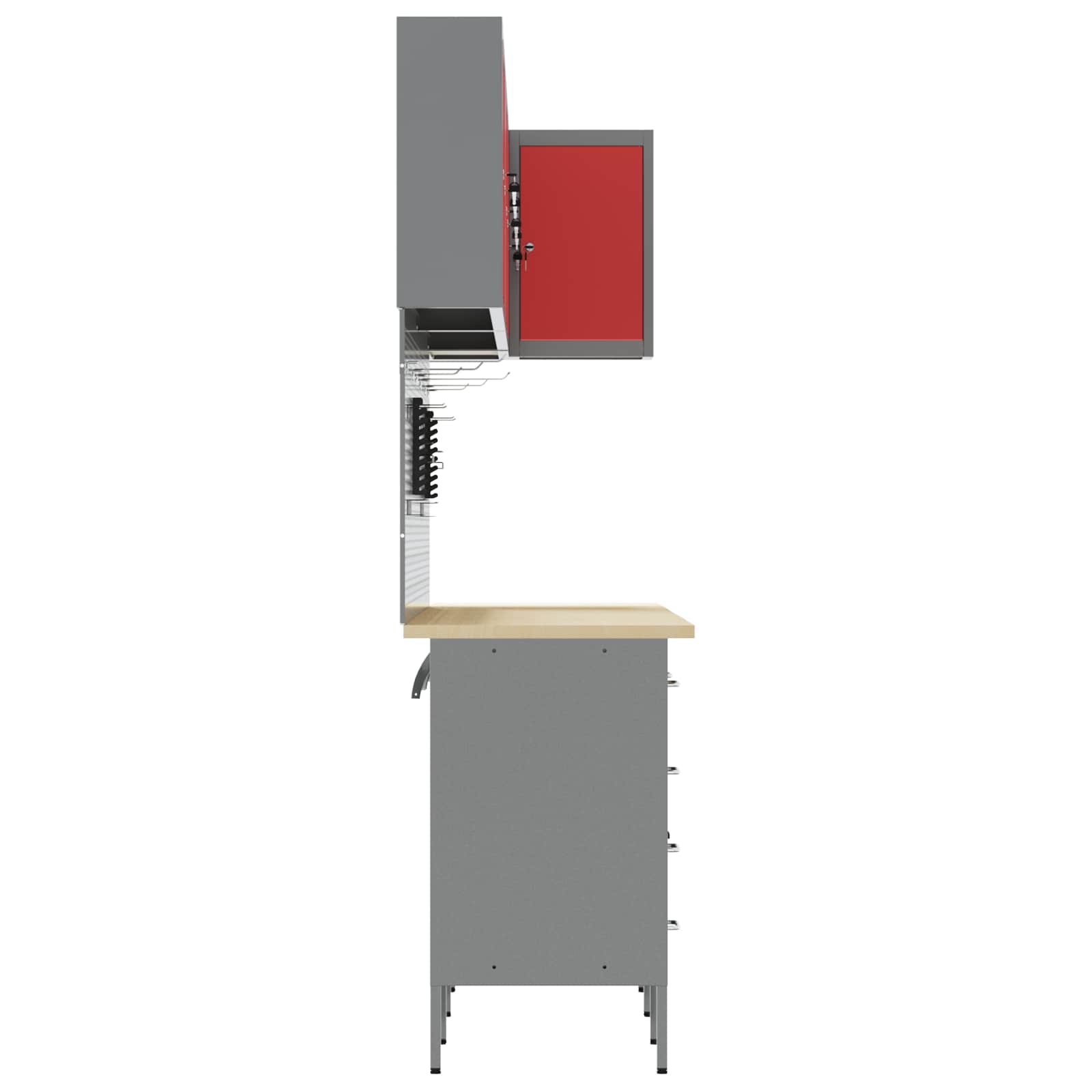 Σετ Ντουλάπας Εργασίας με συρτάρι 12 τεμ. Κόκκινο και Γκρι - Pakobazaar
