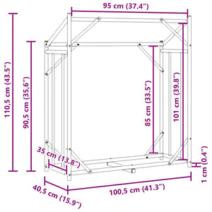 Ράφι για καυσόξυλα με κάλυμμα βροχής 100,5x40,5x110,5 εκ.