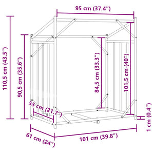 Ράφι για καυσόξυλα με κάλυμμα βροχής 101x61x110,5 εκ. - Pakobazaar