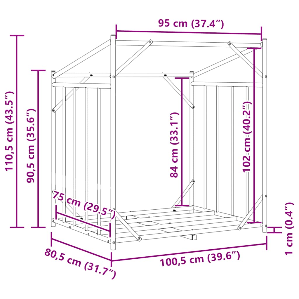 Ράφι για καυσόξυλα με κάλυμμα βροχής 100,5x80,5x110,5 εκ.